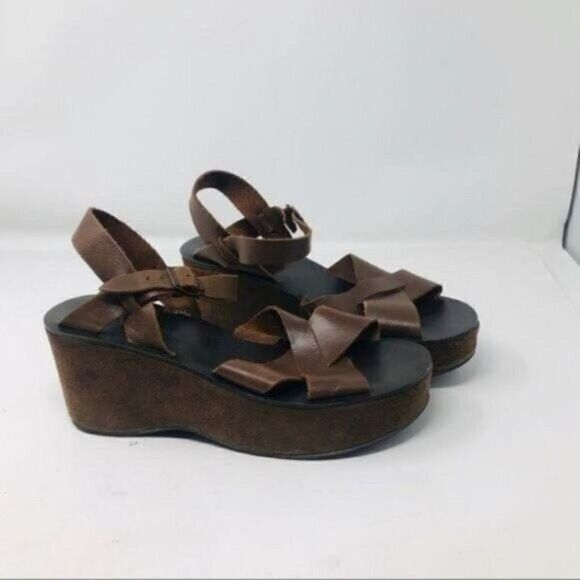 Kork Ease Ava womans Wedge Leather Sandals US9 EU41 B4 brown BoxP - Picture 8 of 8